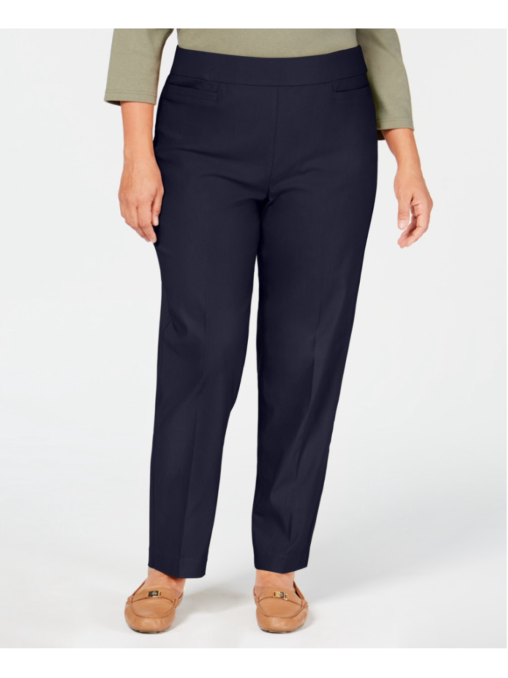 Alfred Dunner Plus Size 24W Pull-On Navy Blue Stretchy Dress Pants NWT